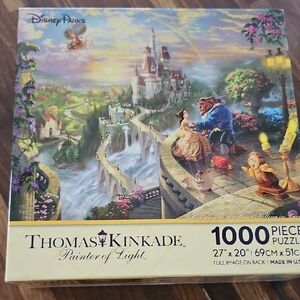 NWT Thomas Kinkade Puzzle Disney Castle Beauty Beast Love Family Game 1000 Piece
